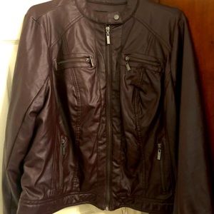 Jou Jou Faux Leather Fur Lined Plus Size Bomber Jacket.
